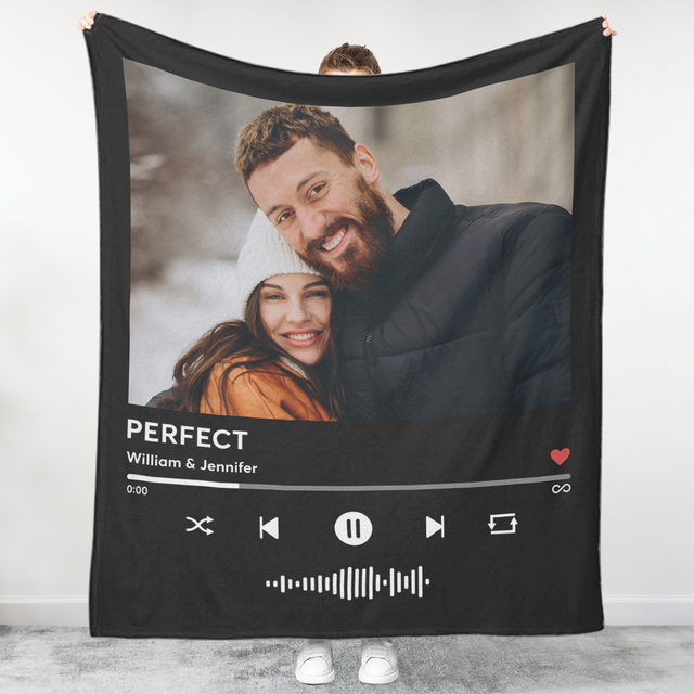 Personalized Music Blanket, Spotify-Style, Custom Photo & Name