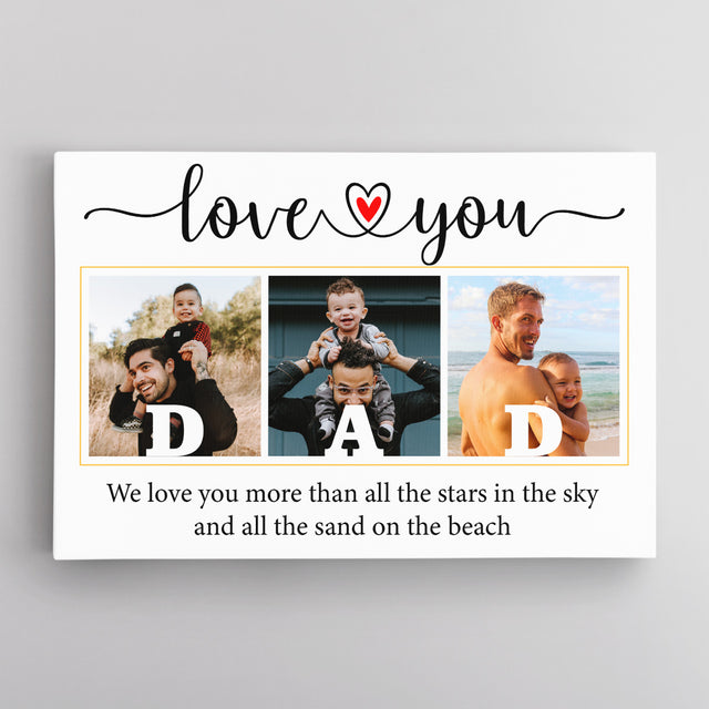 Love You Dad Custom Photo - Customizable White Background Canvas