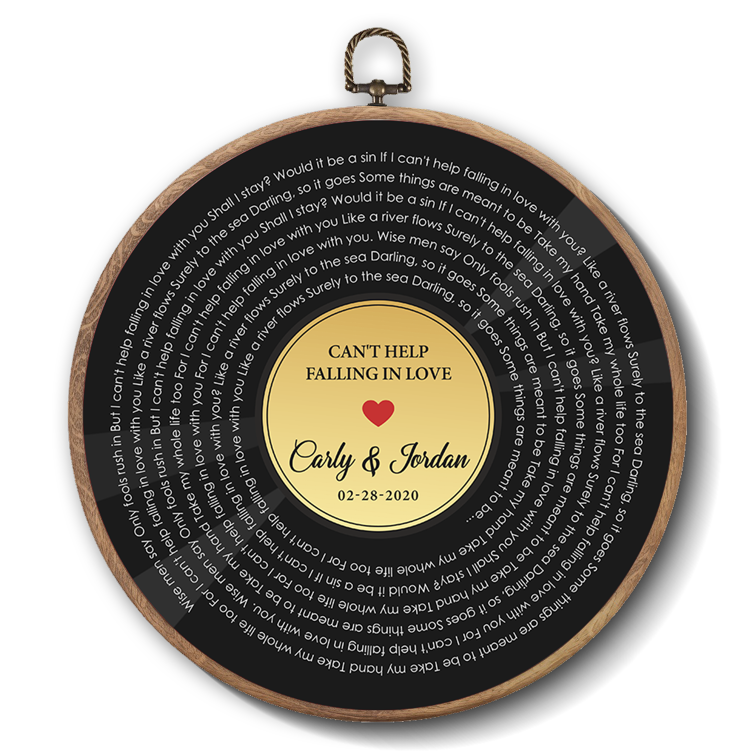 Personalized Song Lyrics Vinyl Record - Framed Round Wall Art - FLORA01