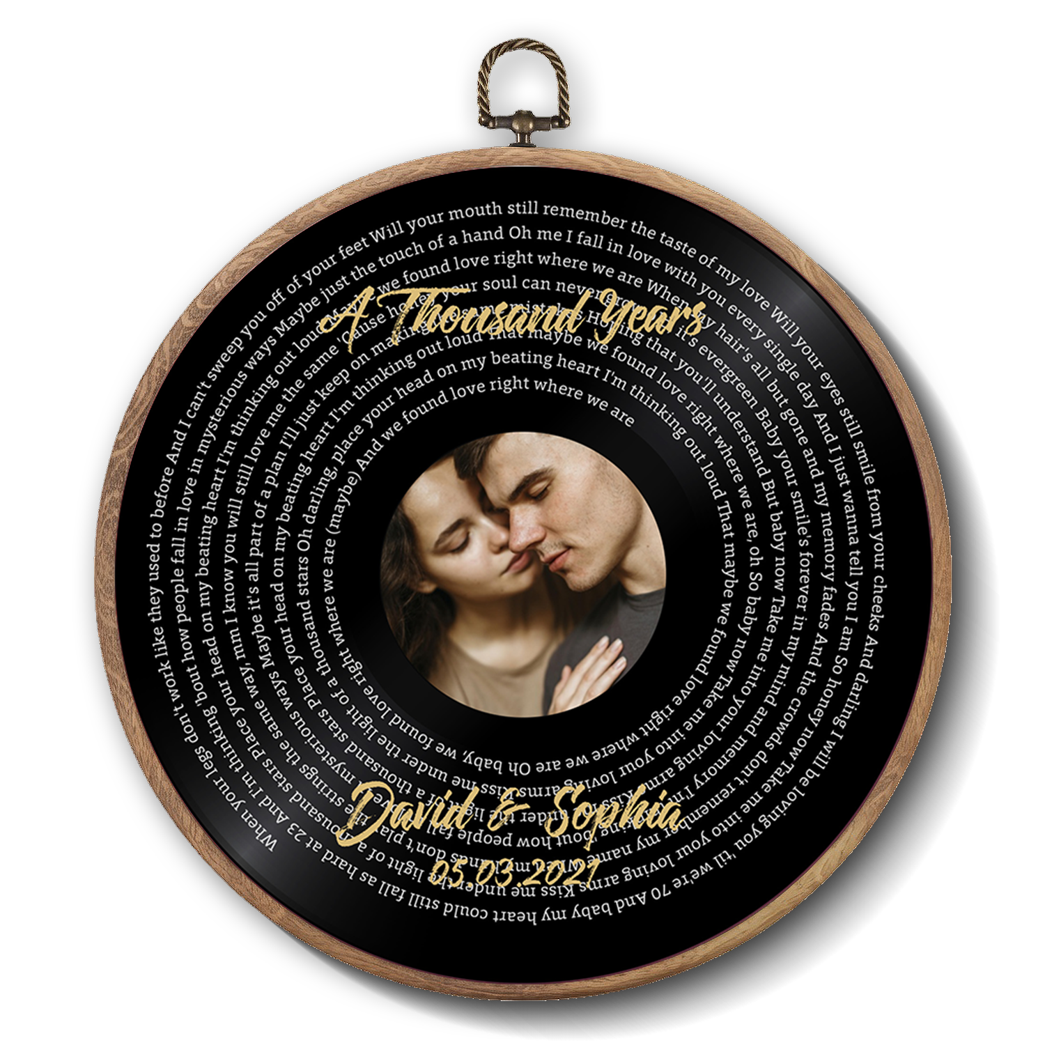 Personalized Song Lyrics Vinyl Record - Framed Round Wall Art - TONI01