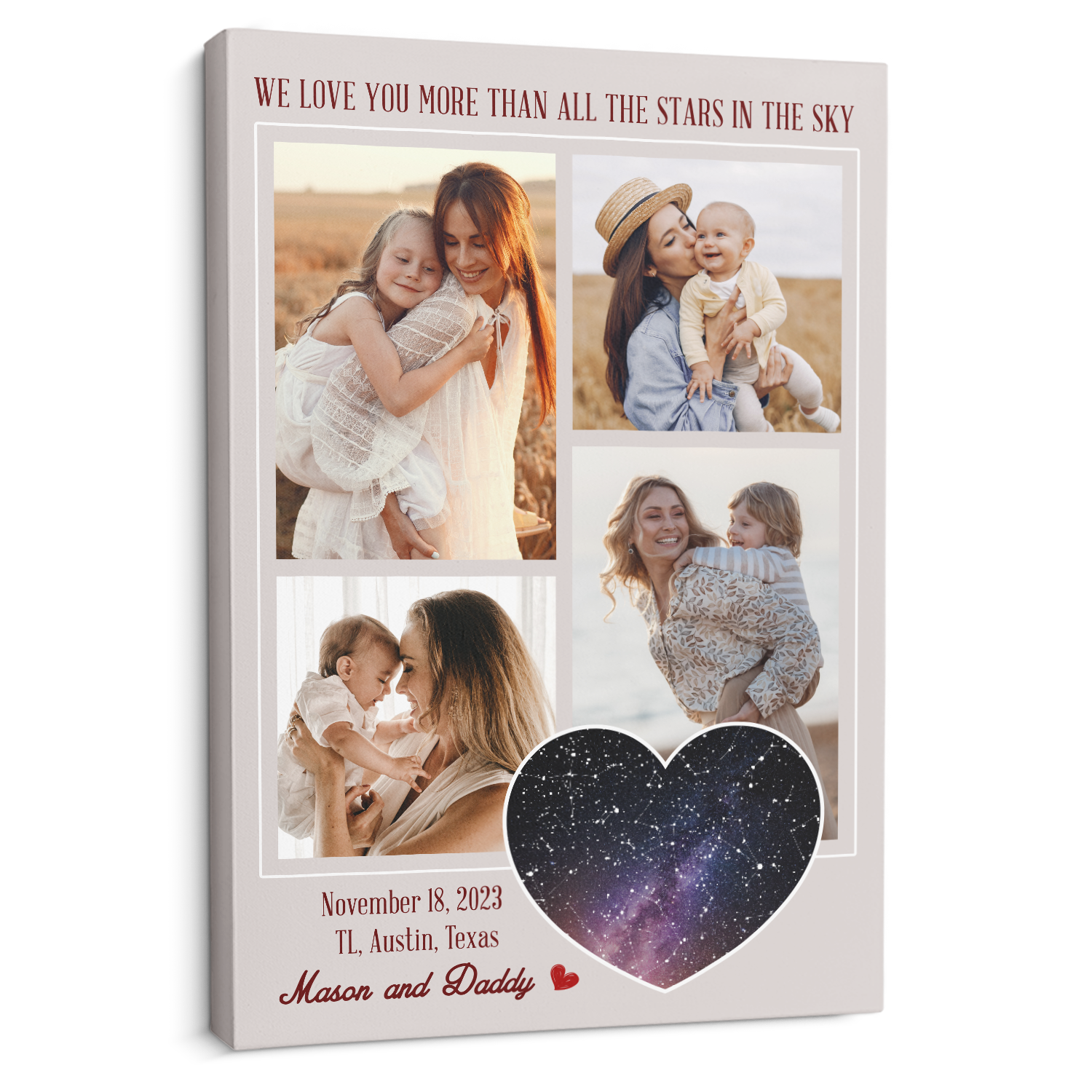 Mom Star Map Photo Collage Canvas Print Custom 4 Pictures