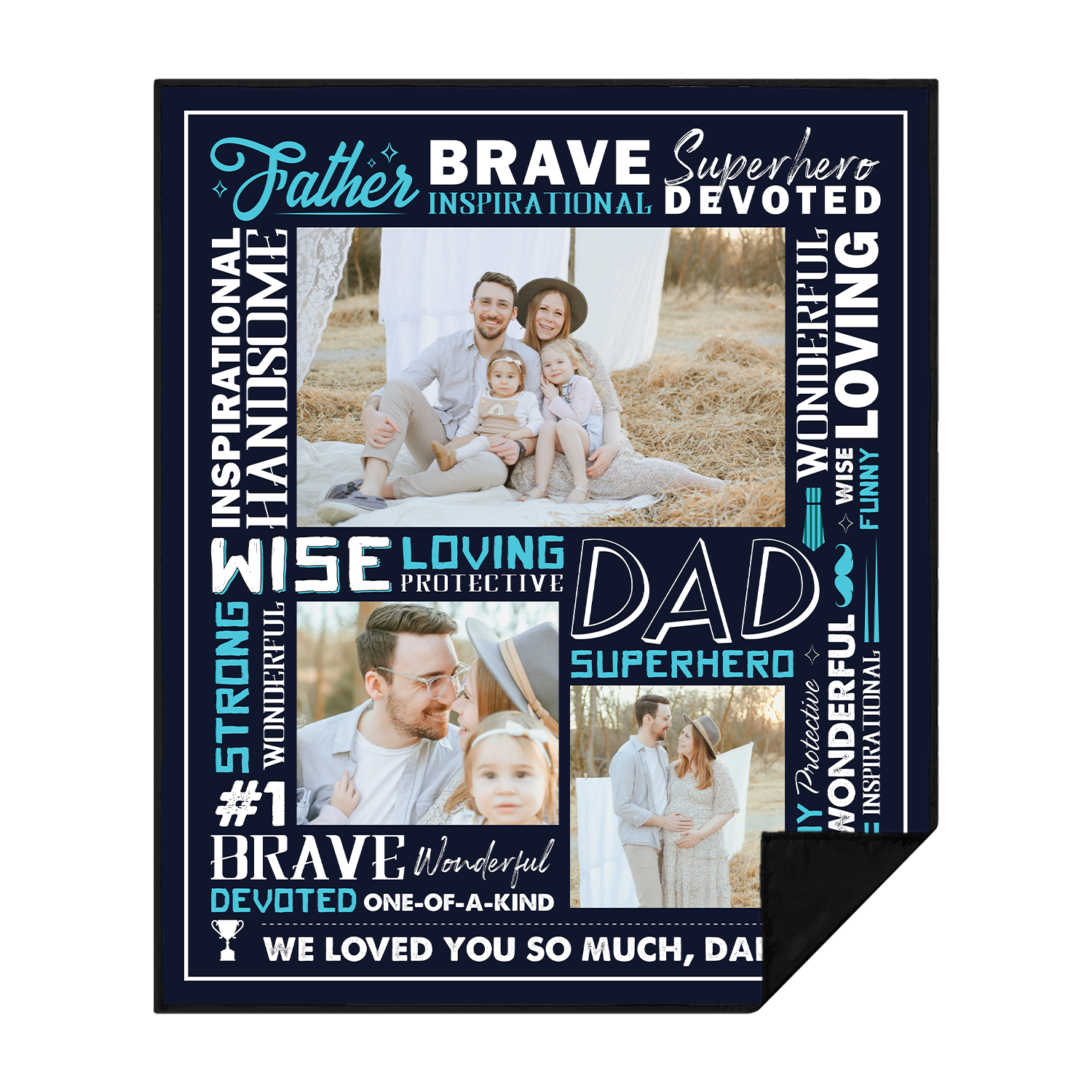Personalized Photo Picnic Blanket - Fathers Day Blanket Gifts for Dad