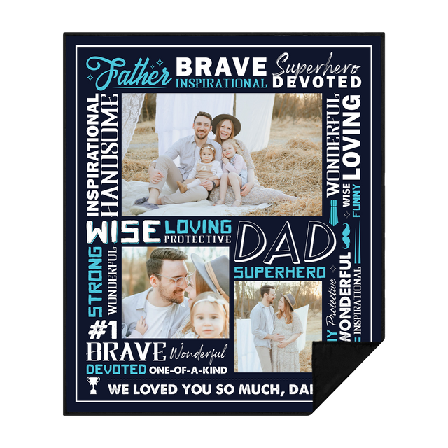 Personalized Photo Picnic Blanket - Fathers Day Blanket Gifts for Dad