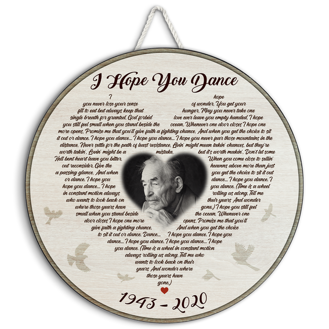 Personalized Round Wood Sign with Custom Photo and Lyrics, Memorial Gifts