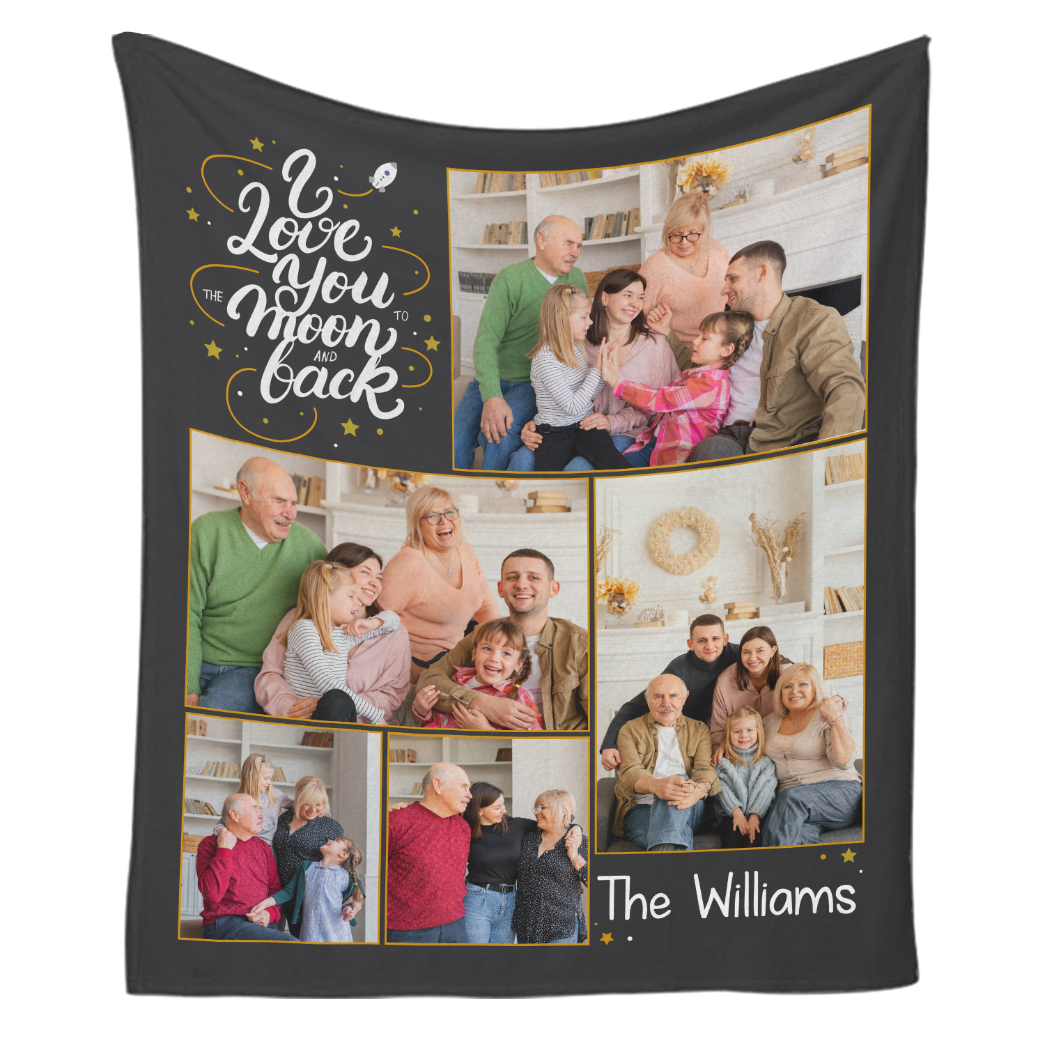 I Love You To The Moon And Back, Custom Photo Collage Blanket