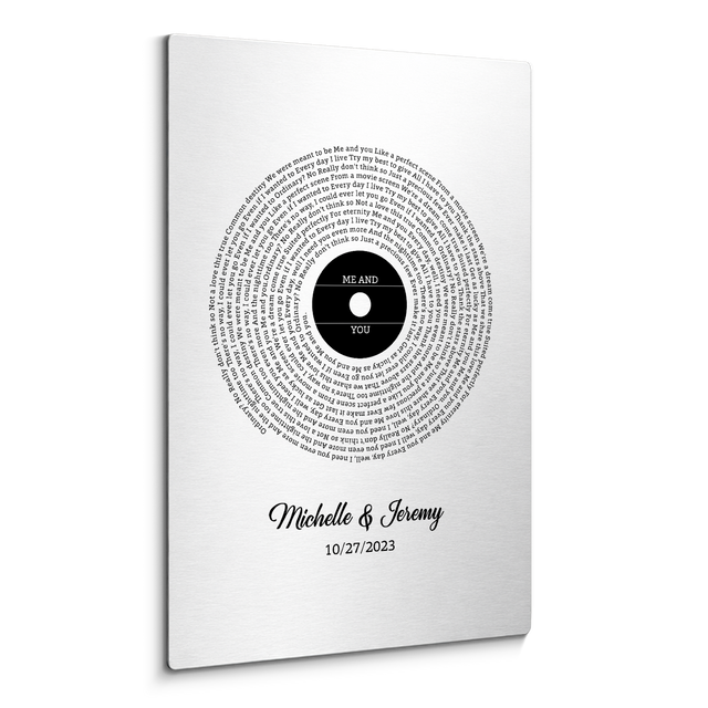 Personalized Vinyl Song Lyrics Circle Metal Print