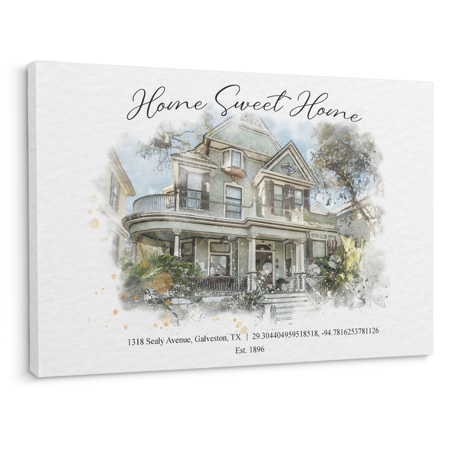 Custom Watercolor Home Portrait