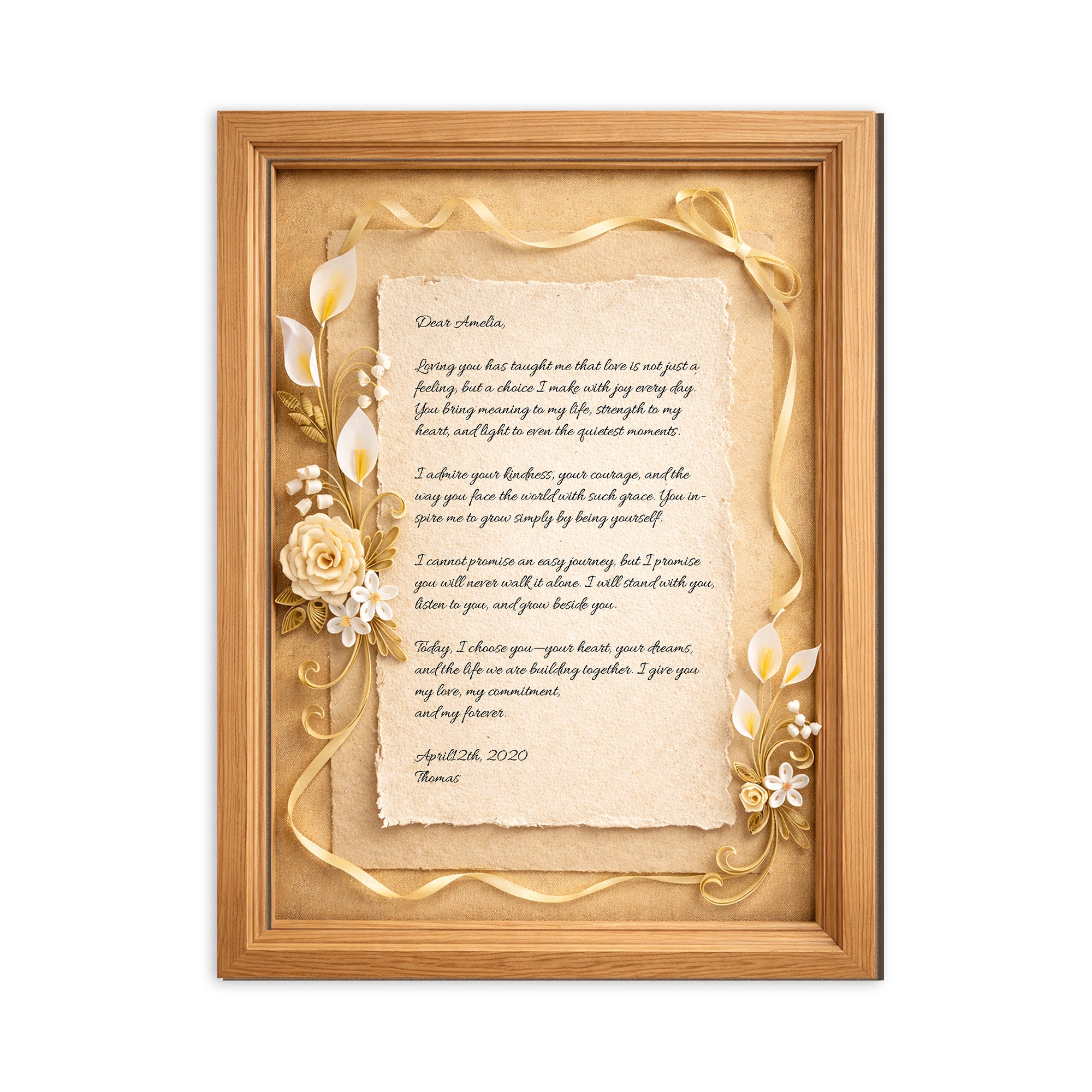 Personalized Wedding Vows 2 Layered Wooden Art JN05