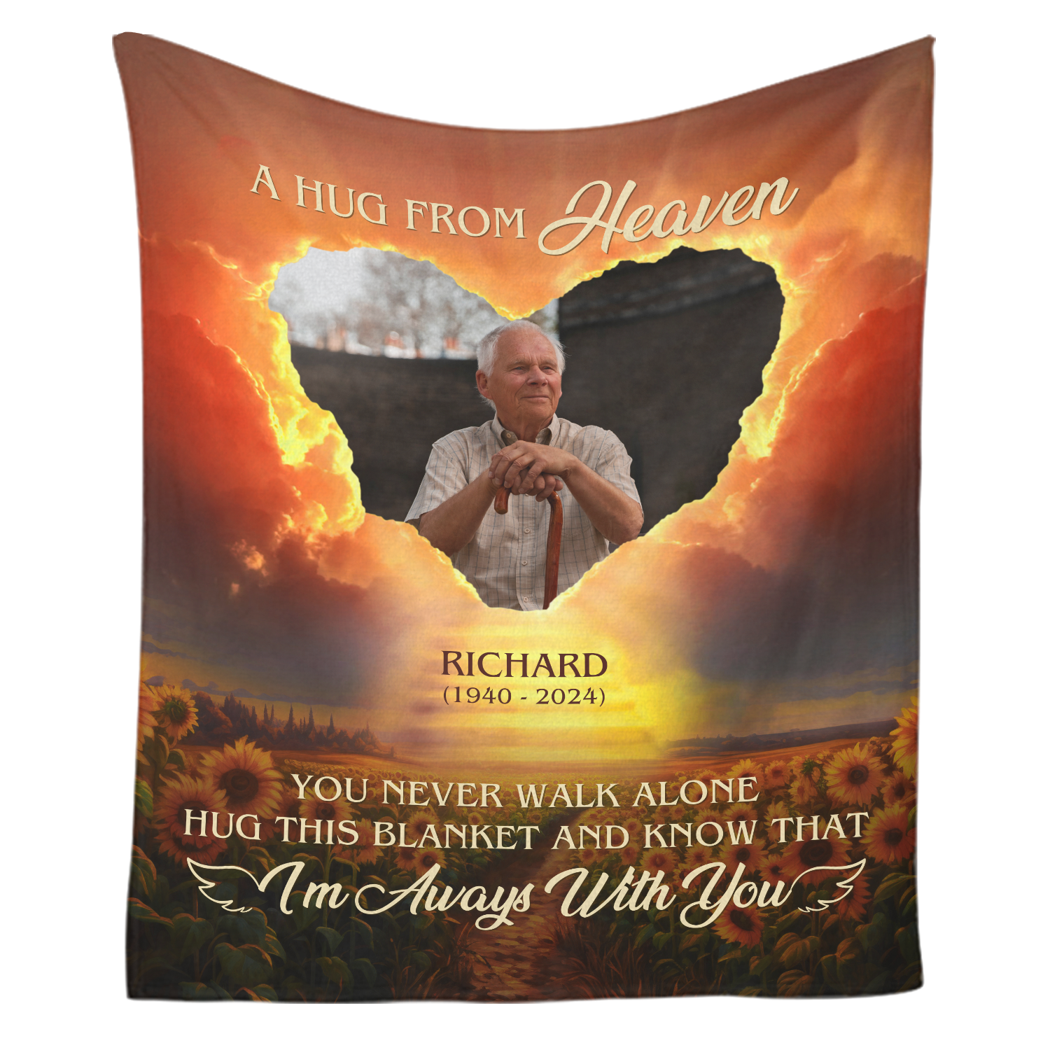 Custom Photo A Hug From Heaven - Memorial Personalized Custom Blanket