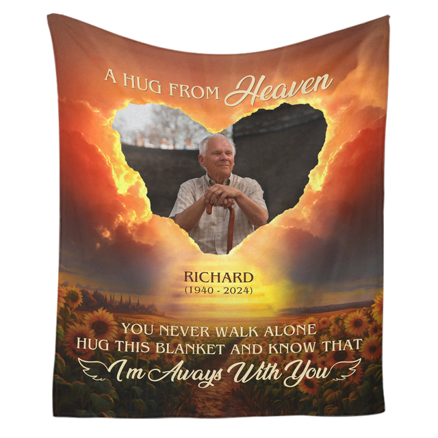 Custom Photo A Hug From Heaven - Memorial Personalized Custom Blanket