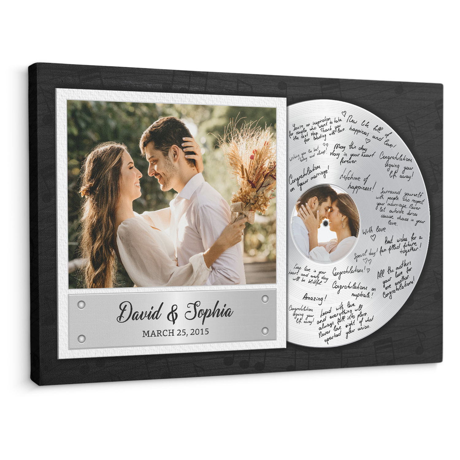 Personalized Vinyl Record Canvas, Wedding Guest Book Alternative