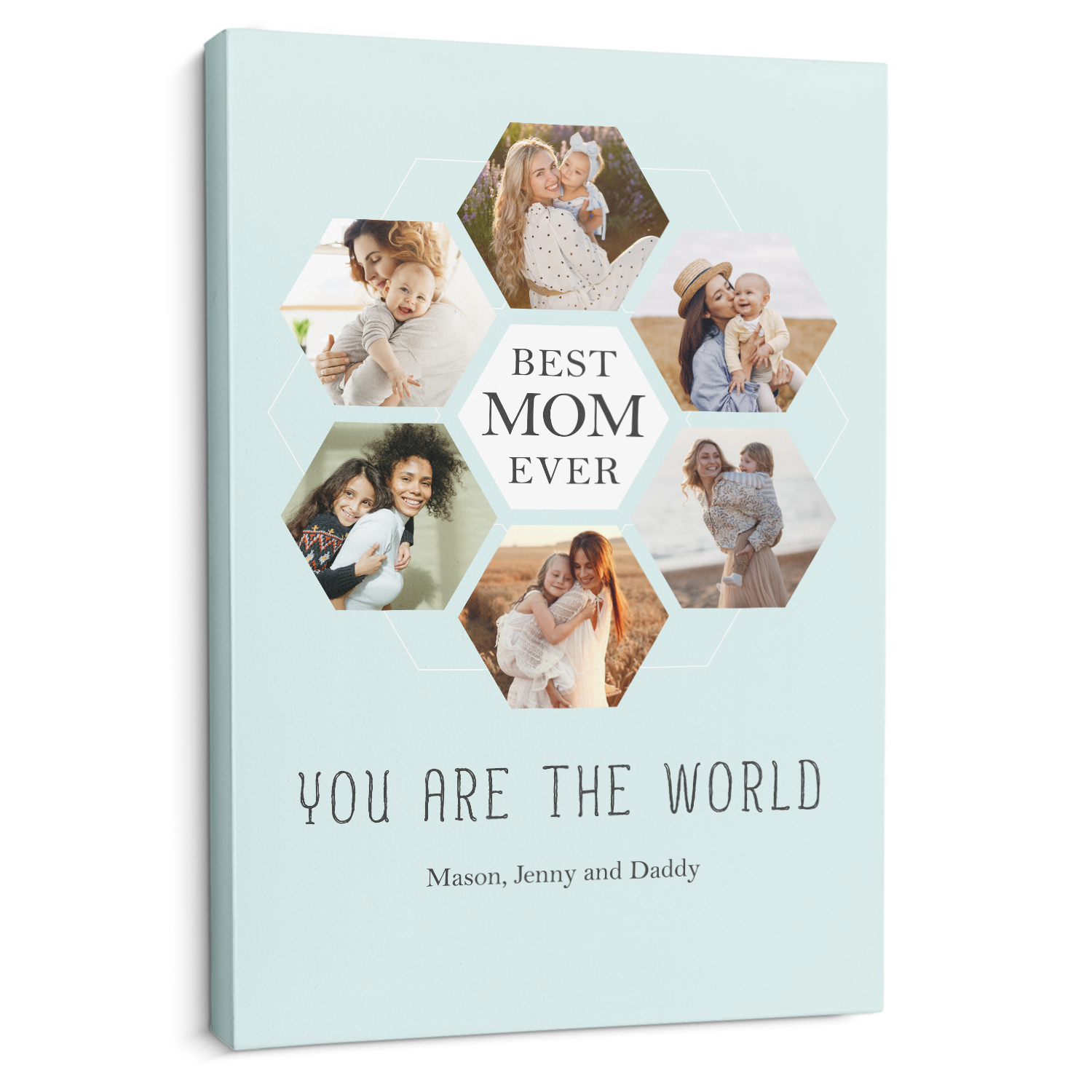 Best Mom Ever Custom Hexagon Photo Collage Canvas 6 Pictures