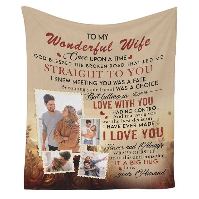 To My Wonderful Wife I Love You Forever And Always, Custom Photo, Customizable Name Blanket