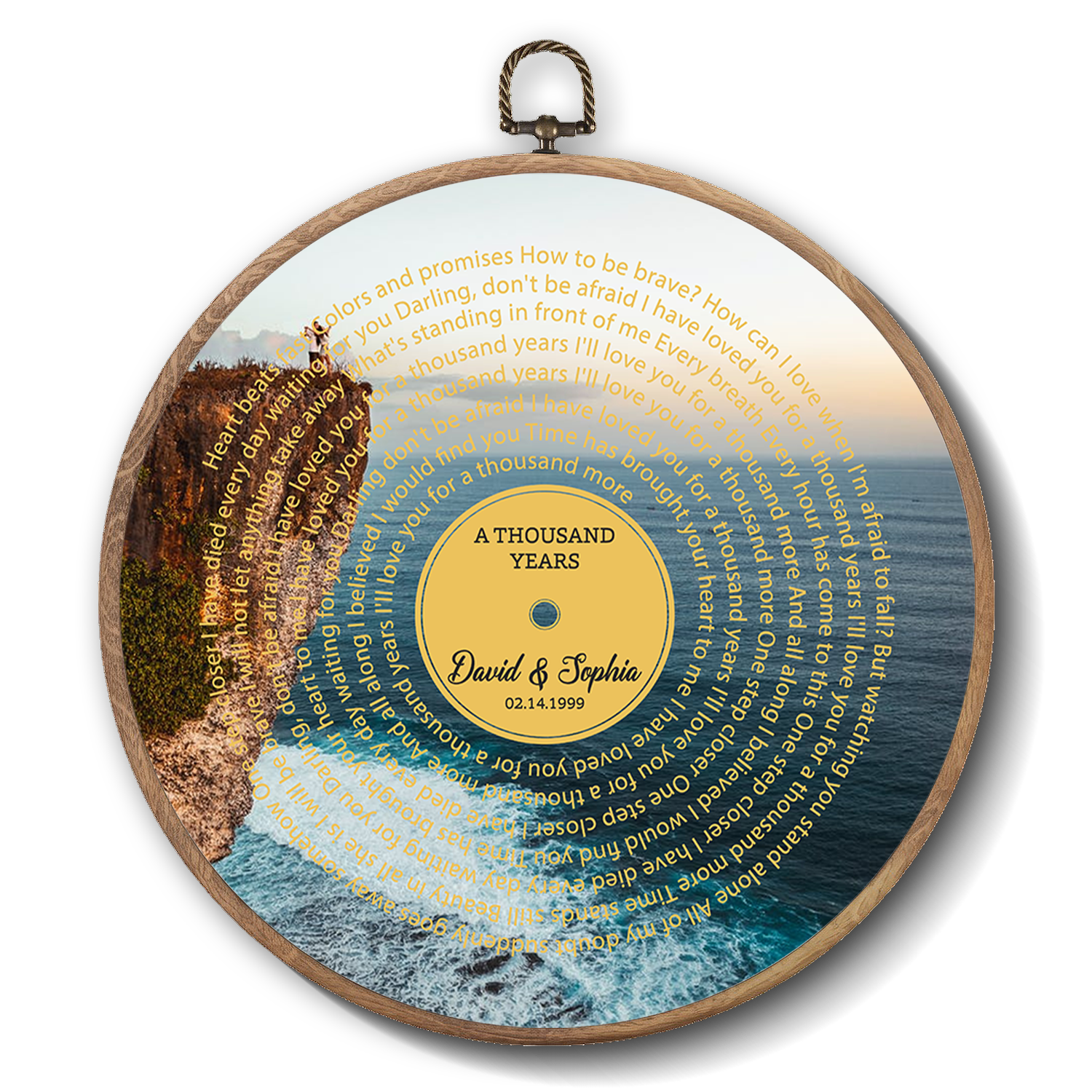 Personalized Song Lyrics Vinyl Record - Framed Round Wall Art - TONI04
