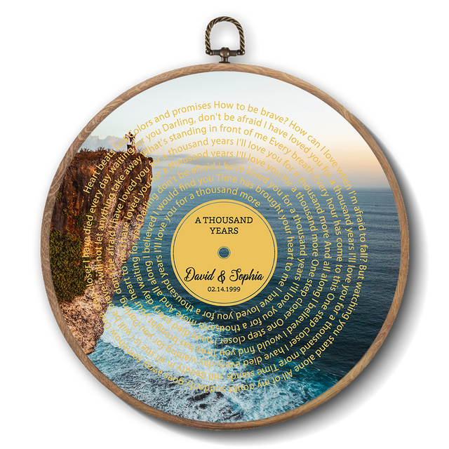 Personalized Song Lyrics Vinyl Record - Framed Round Wall Art - TONI04