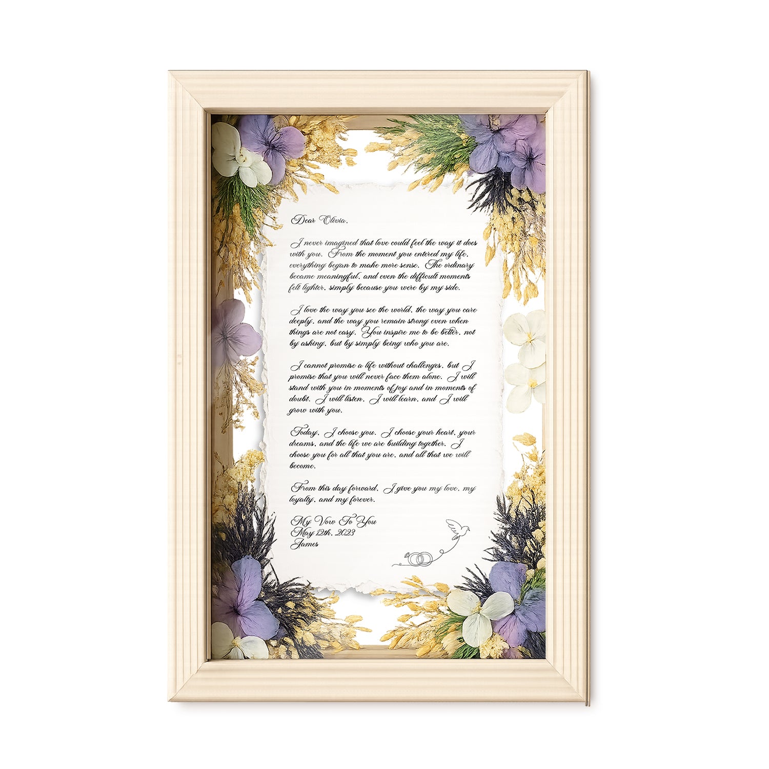Personalized Wedding Vows 2 Layered Mix Wooden Art 8x12 inch JN02
