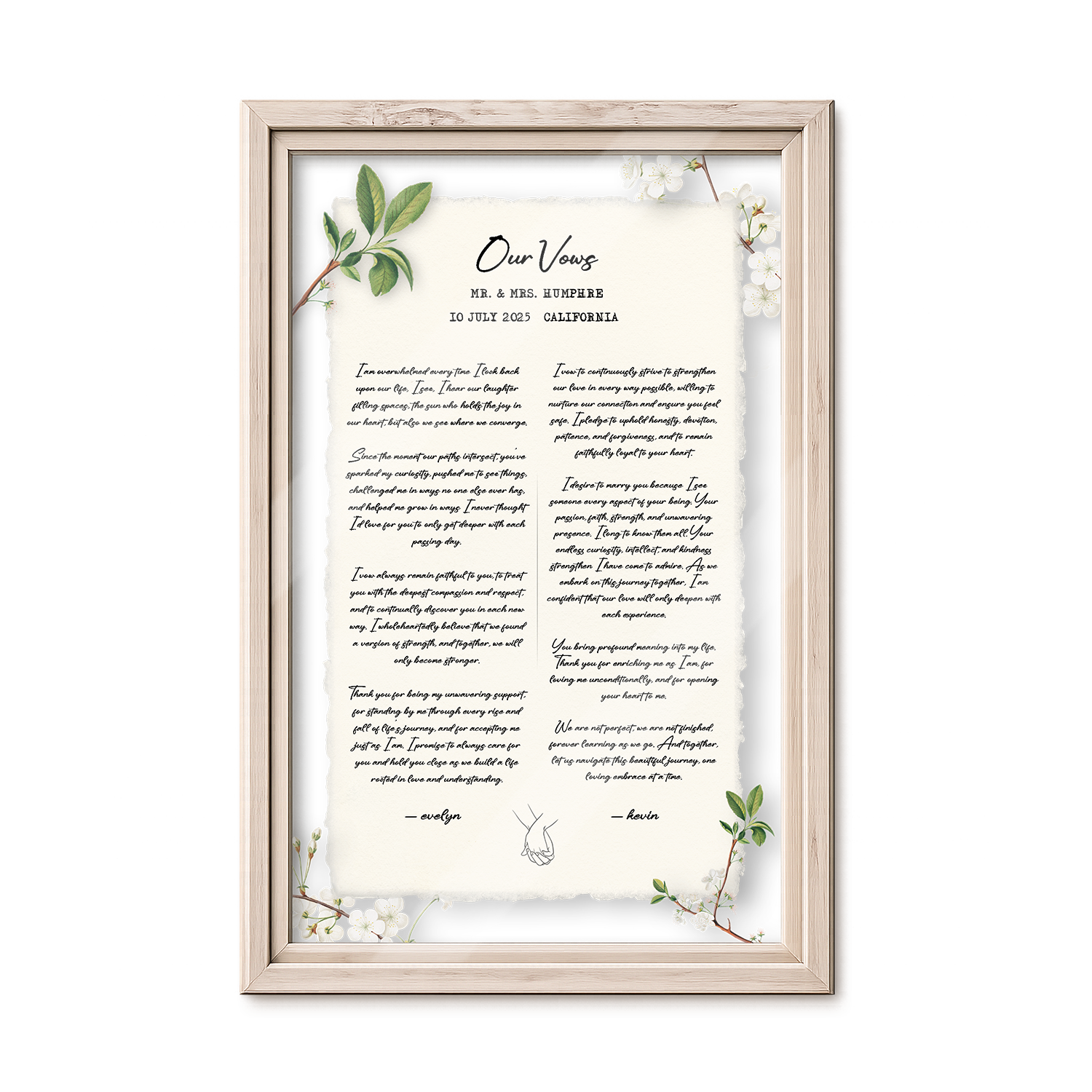 Personalized Wedding Vows 2 Layered Mix Wooden Art 8x12 inch TN01