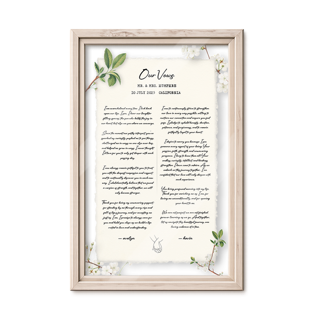 Personalized Wedding Vows 2 Layered Mix Wooden Art 8x12 inch TN01