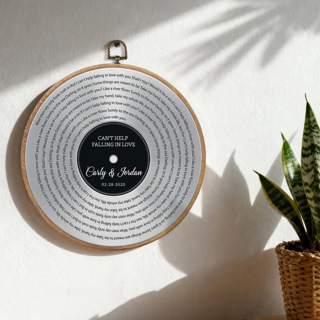 Personalized Song Lyrics Vinyl Record - Framed Round Wall Art - FLORA02