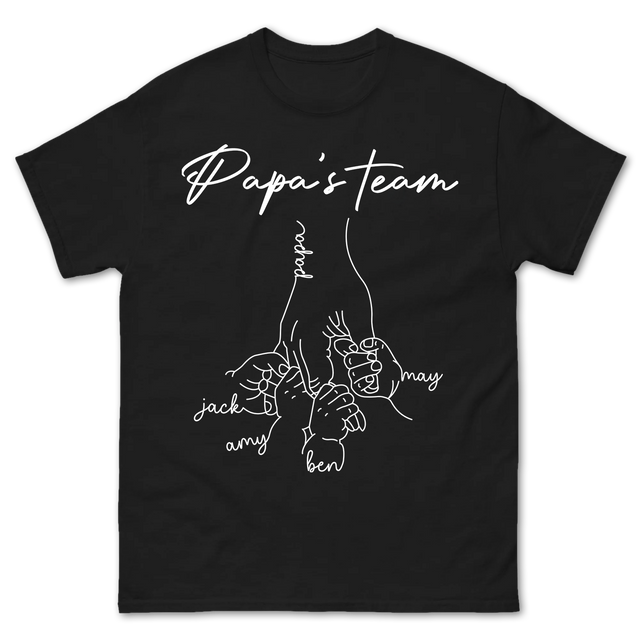 Personalized Papa Team Holding Hand Design Shirt