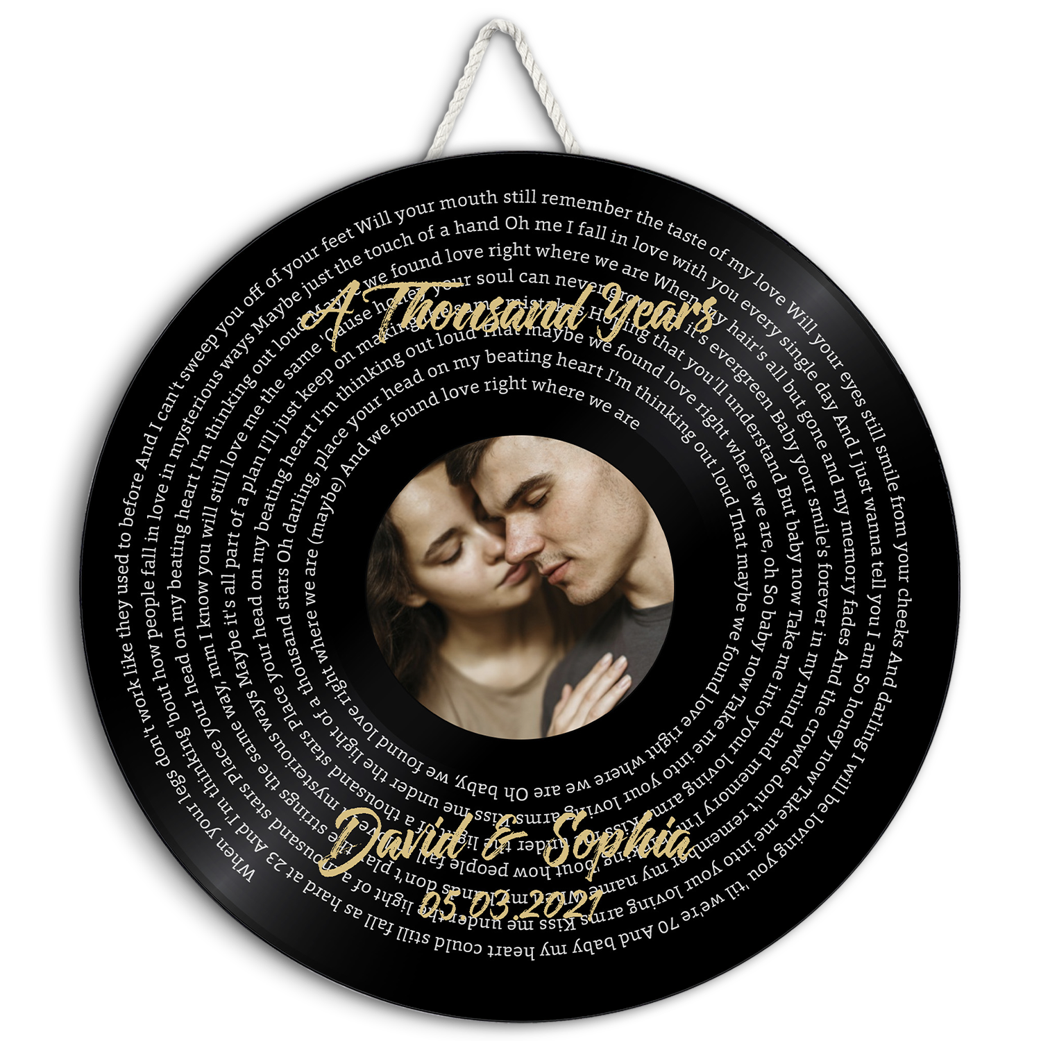 Custom Song Lyrics, Customizable Text And Photo, Round Wood Sign