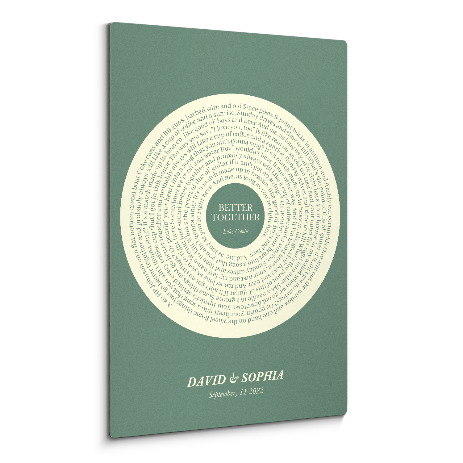 Personalized Minimal Song Lyrics Metal Print