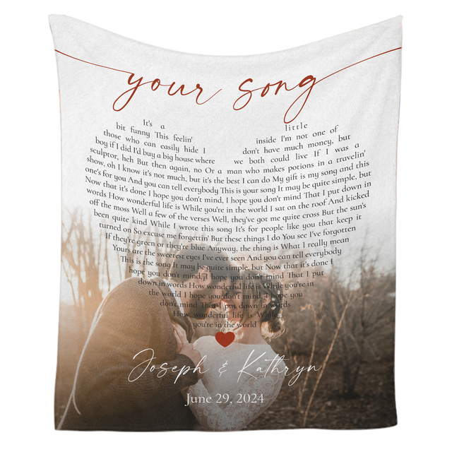 Custom Heart Shape Song Lyric Blanket