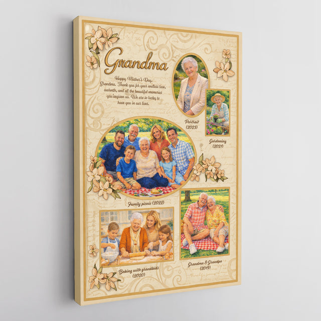 Personalized Grandma Canvas – Custom Photo Collage Gift for Grandma