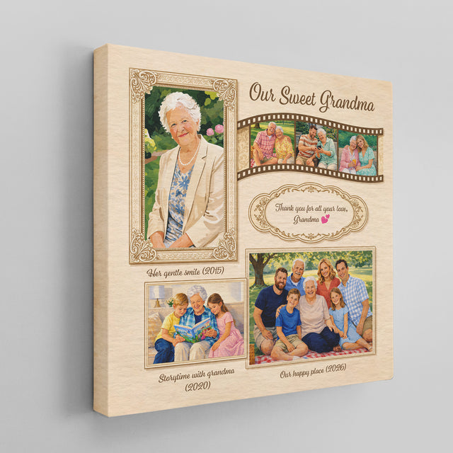 Personalized Grandma Photo Canvas – Custom Family Memory Gift for Grandma