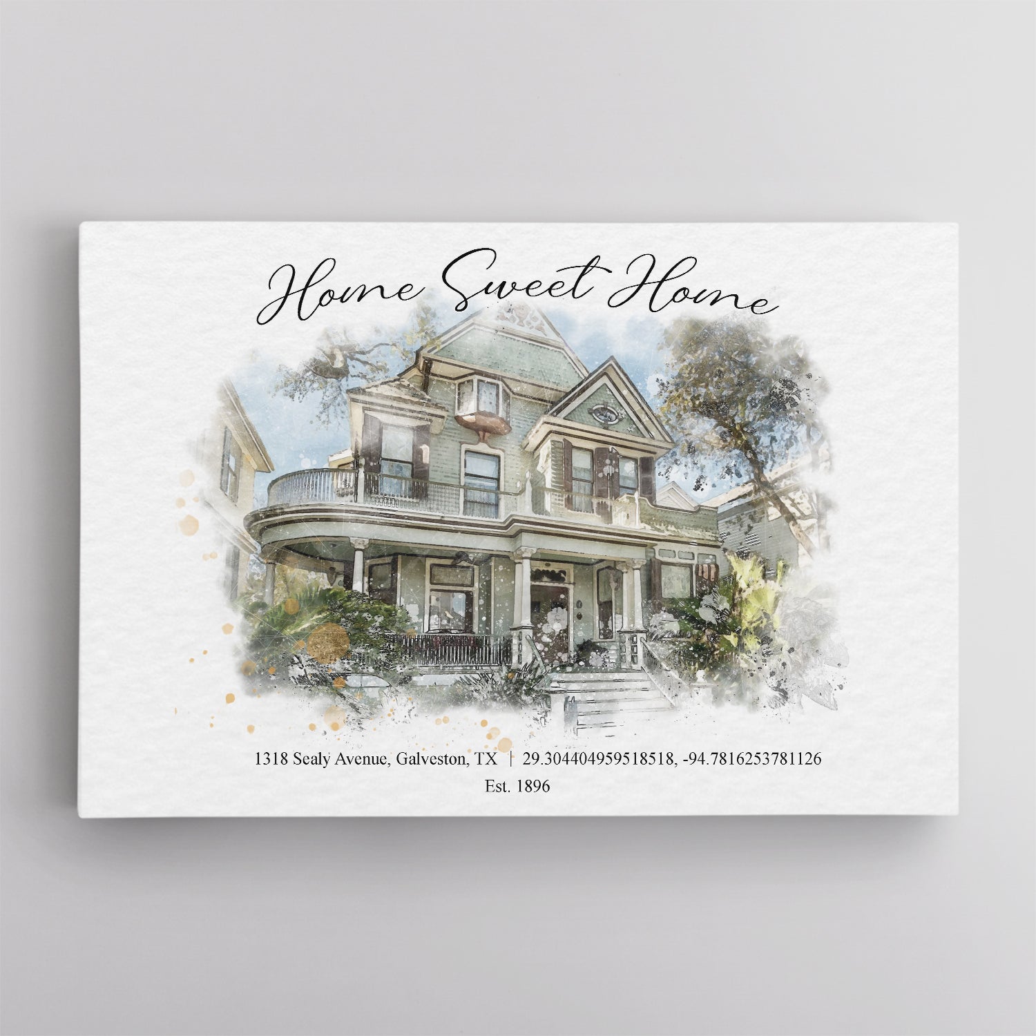 Custom Watercolor Home Portrait