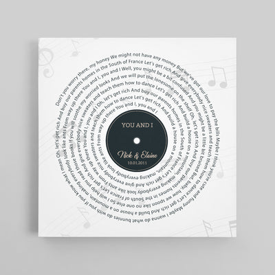 Custom Song Lyrics And Text White Background Canvas