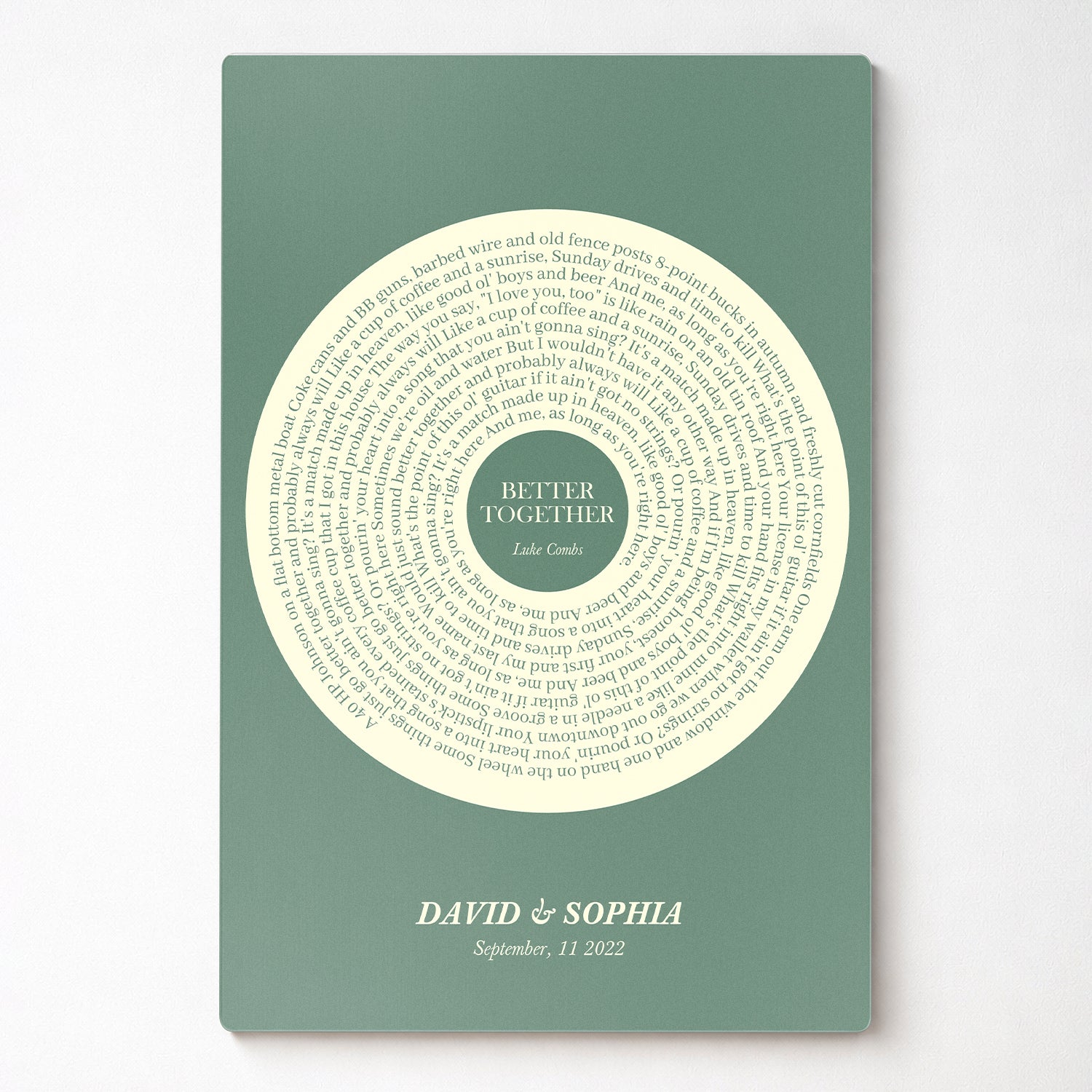 Personalized Minimal Song Lyrics Metal Print