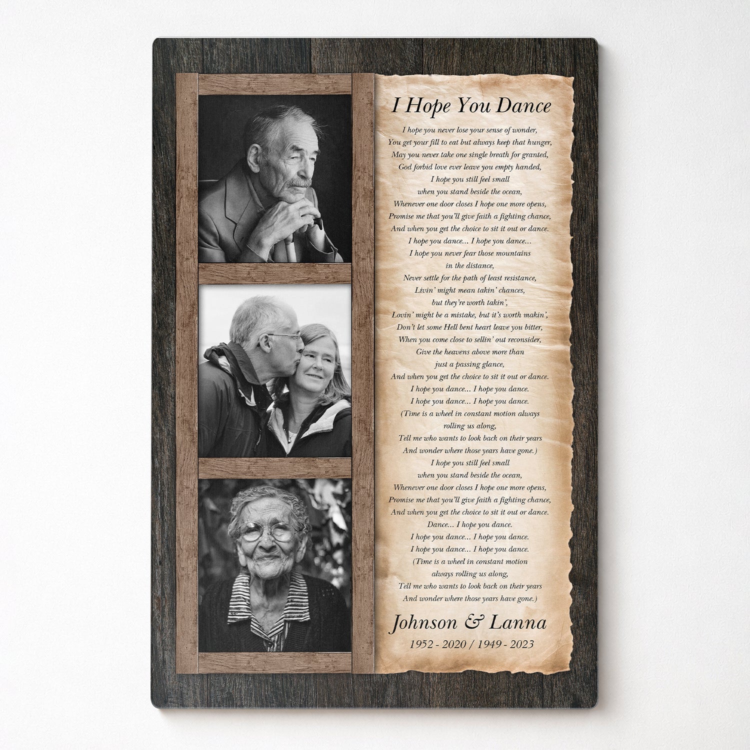 Personalized Memorial Photo Collage & Song Lyrics Metal Print