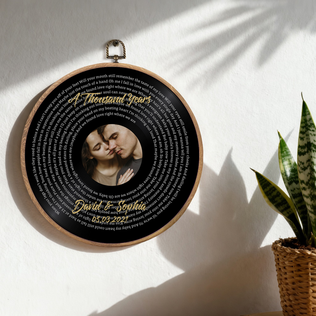 Personalized Song Lyrics Vinyl Record - Framed Round Wall Art - TONI01