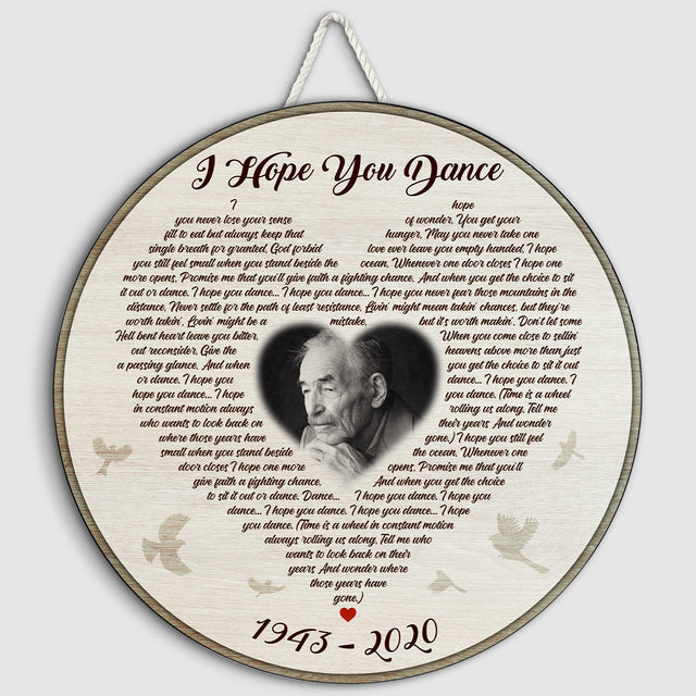 Personalized Round Wood Sign with Custom Photo and Lyrics, Memorial Gifts