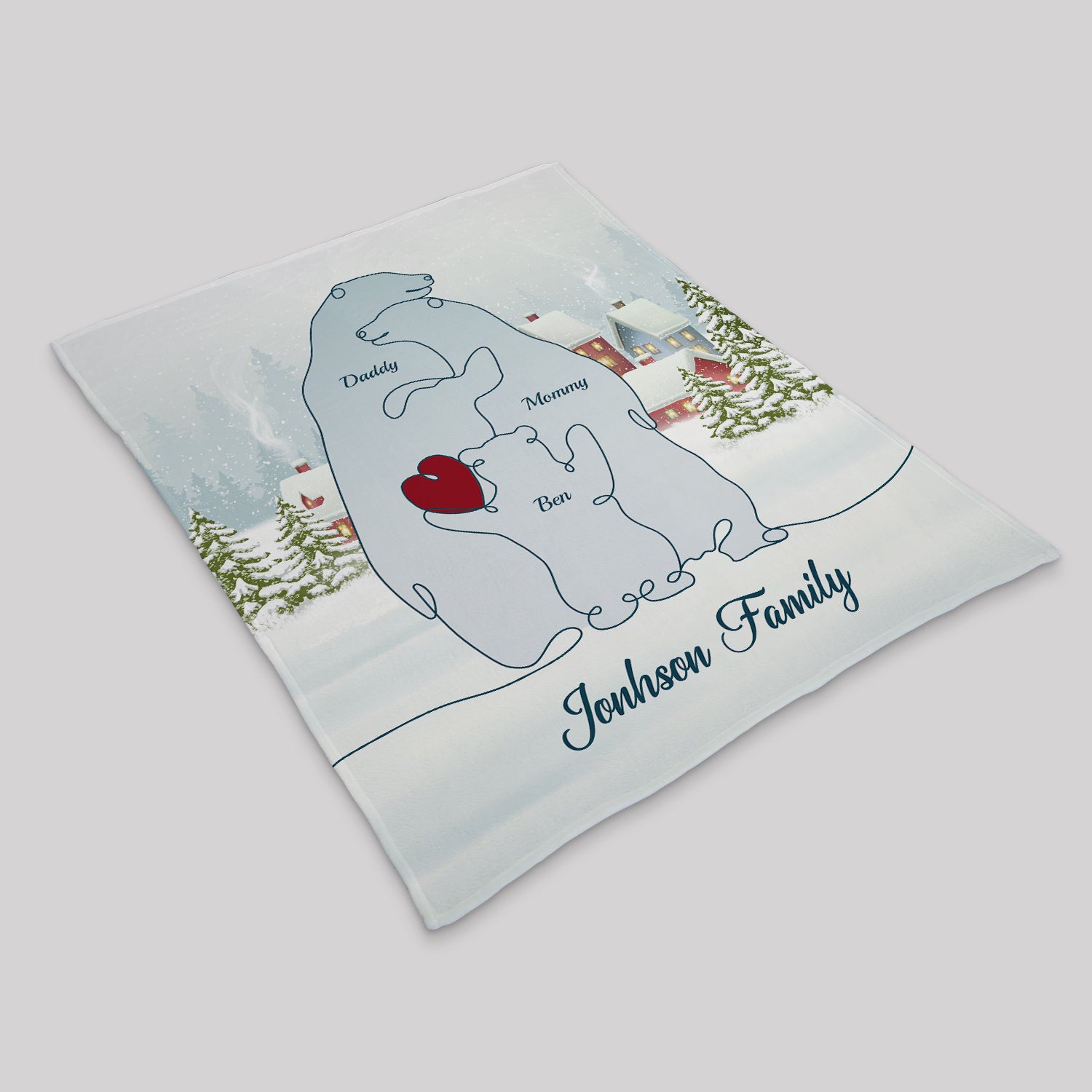Personalized Polar One Line Art Christmas Comfort Blanket