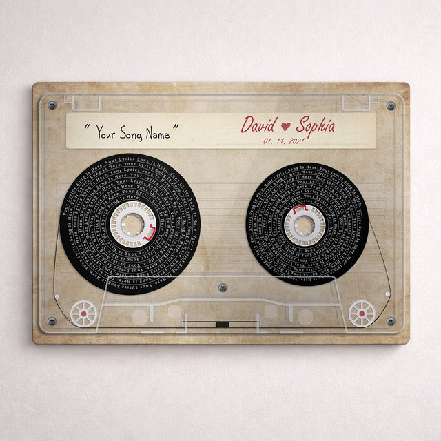 Personalized Cassette Tape Song Lyrics Metal Print