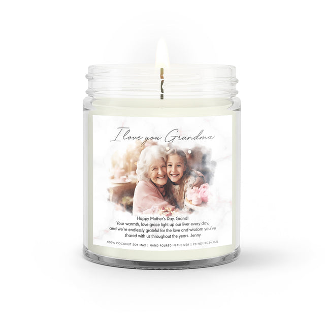 Custom Photo & Message Candle - Personalized Family Gifts