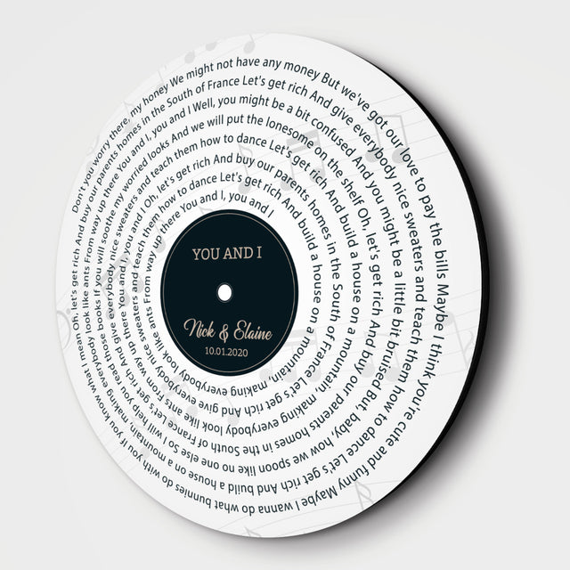 Custom Song Lyrics, Customizable Song Name And Text, White Background, Round Wood Sign