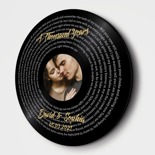 Custom Song Lyrics, Customizable Text And Photo, Round Wood Sign