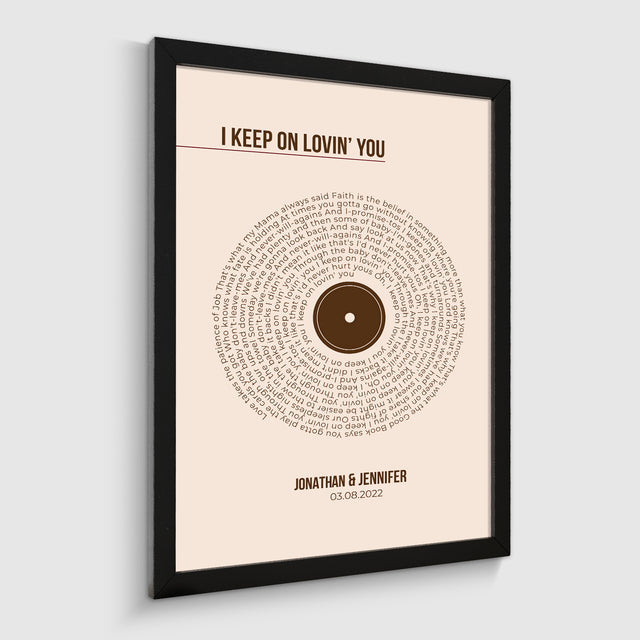 Custom Song Lyrics Print, Pastel Sand Vinyl Record Wall Art