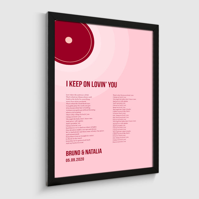 Tickled Pink Vinyl Record, Custom Song Lyrics Framed Art Print