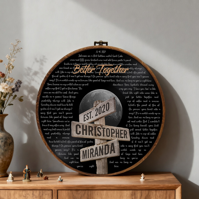 Personalized Song Lyrics Vinyl Record - Framed Round Wall Art - TONI02