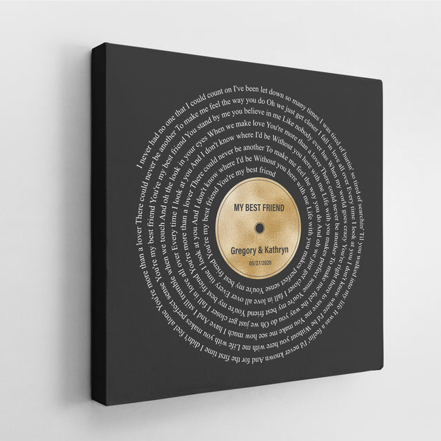 Golden Melodies Square Canvas, Custom Lyric On Wall Art