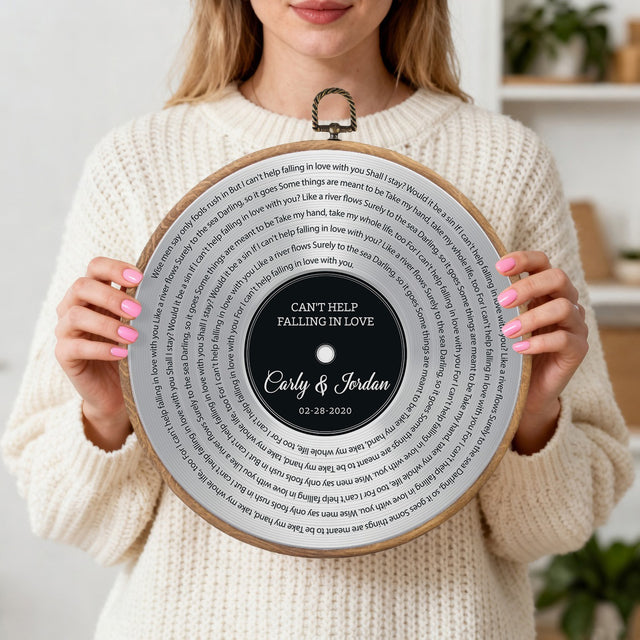 Personalized Song Lyrics Vinyl Record - Framed Round Wall Art - FLORA02