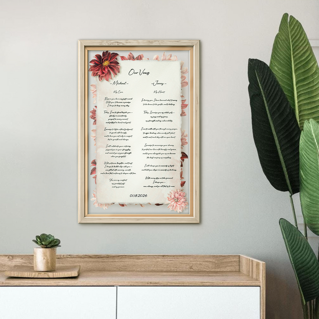 Personalized Wedding Vows 2 Layered Mix Wooden Art 8x12 inch TN04
