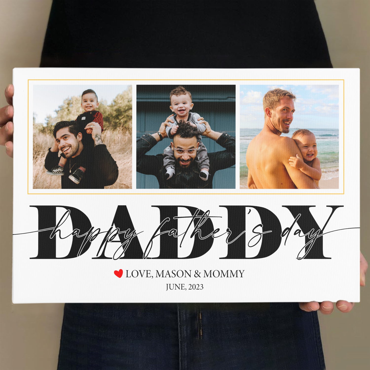 Daddy Happy Father's Day - Customizable White Background Canvas