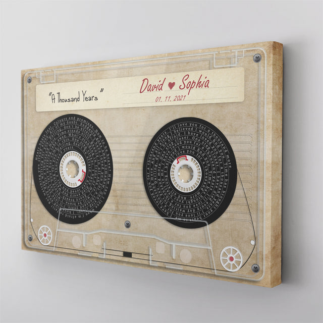 Customizable Music Song Lyrics Cassette Tape Canvas Wall Art