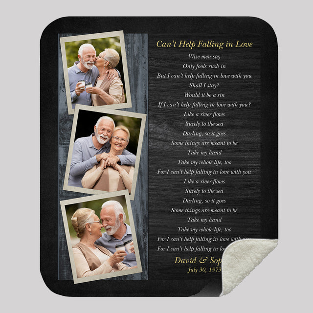 Custom Song Lyrics, Upload Photo, 3 Photos, Customizable Text, Blanket