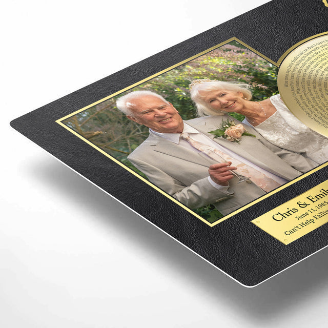 Personalized 40th Anniversary Gold Vinyl Photo & Song Lyrics Metal Print